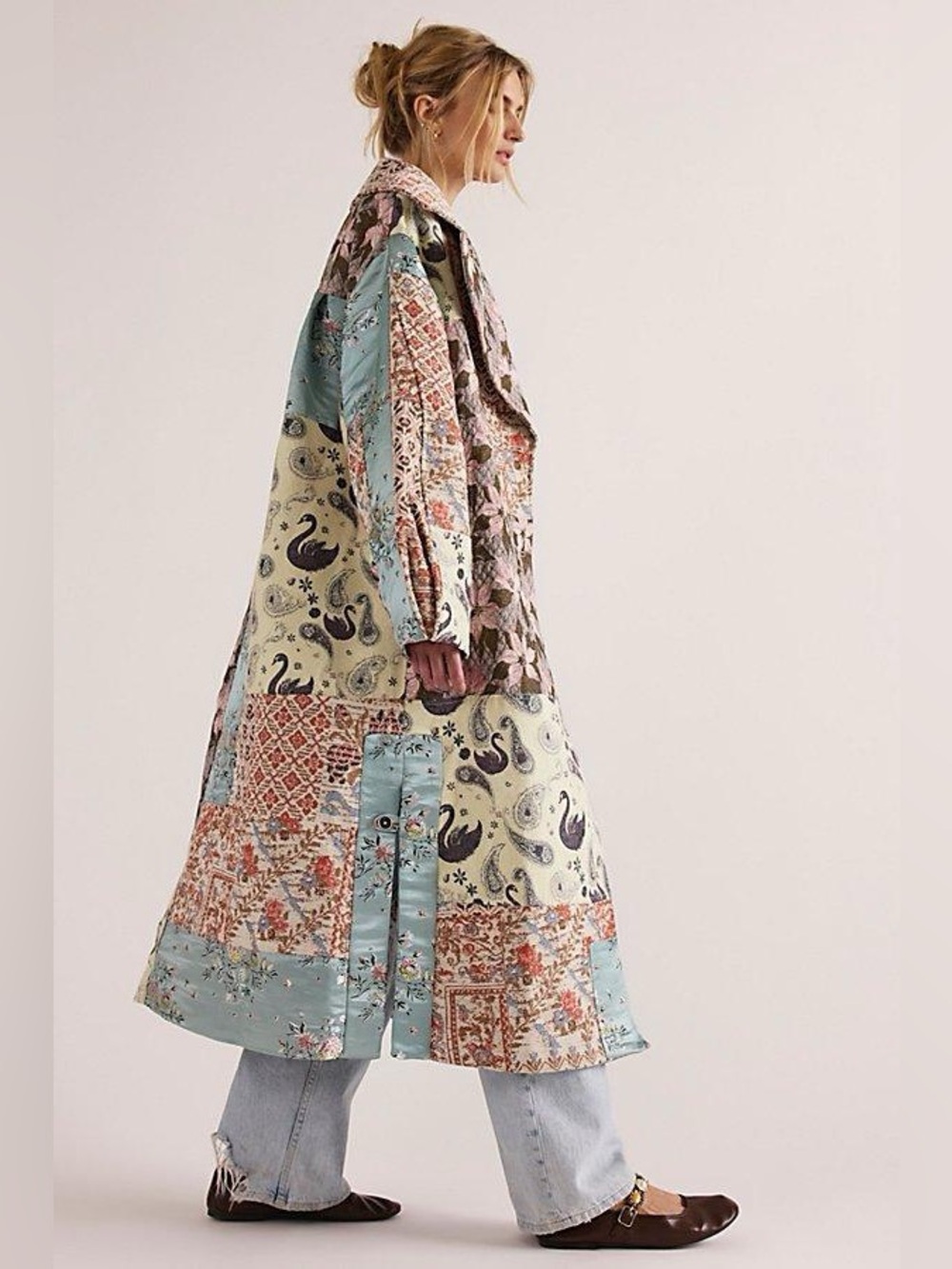 NWT Free People Golden Hour Jacquard Patchwork Duster Jacket